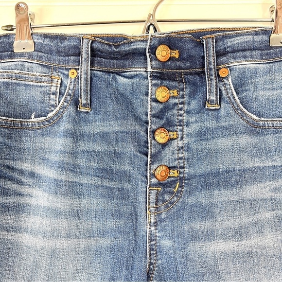 Madewell 10” High Rise Skinny Jeans Size 30 Button Fly Raw Hem Medium Wash Blue - Picture 5 of 14